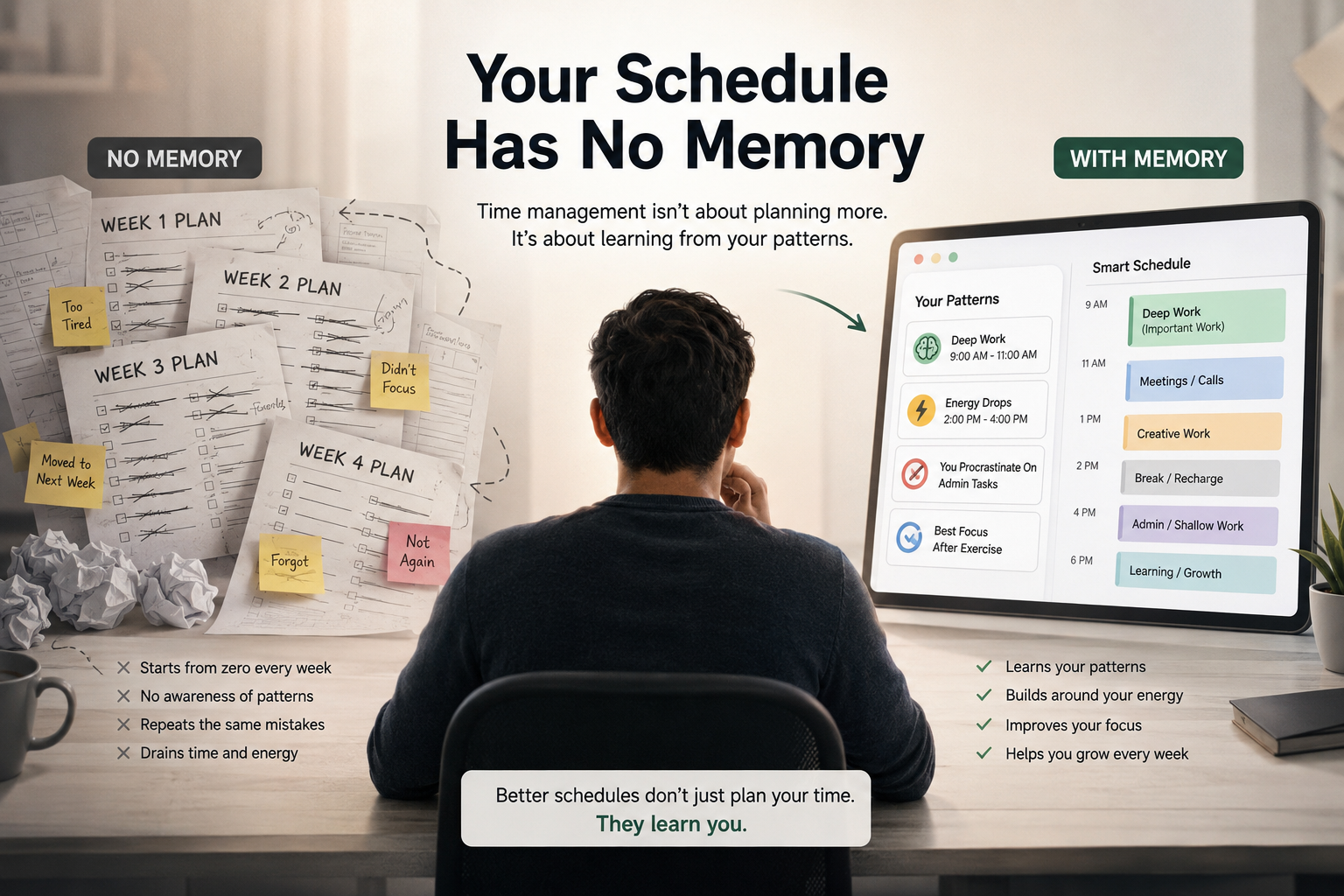 You're not bad at managing time. Your schedule just has no memory